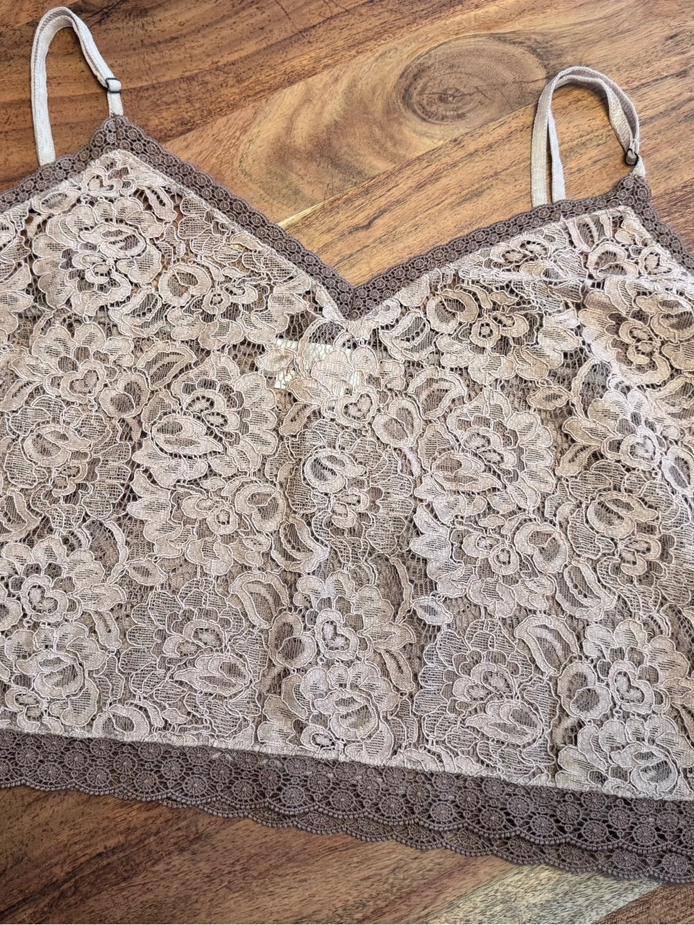 Anthropologie Taupe Lace Bandeau Cami